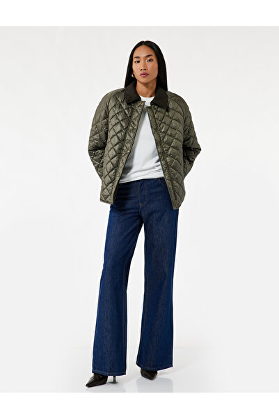 Koton Zippered Long Sleeve Water Repellent Quilted Short Jacket with Pockets