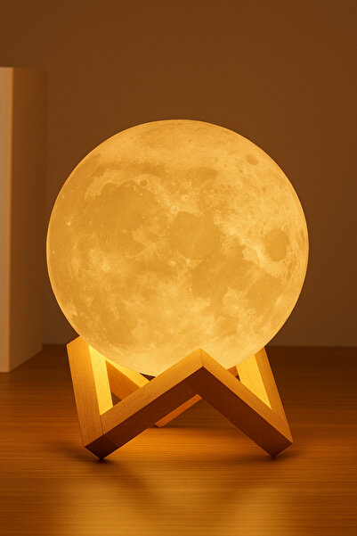 MUJGAN Dekoratif 3d Ay Gece Lambası - Başucu Lambası