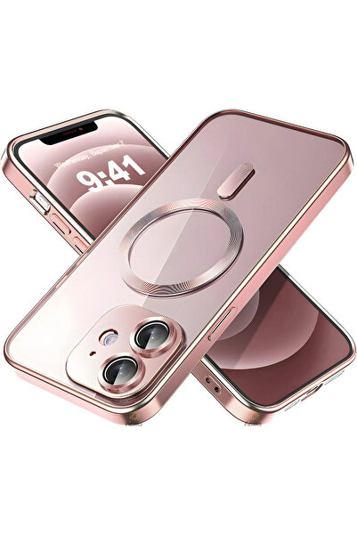 Fibaks iPhone 11 Kılıf Kamera Lens Korumalı Magsafe Şarj Kilifi Şeffaf Rose R...