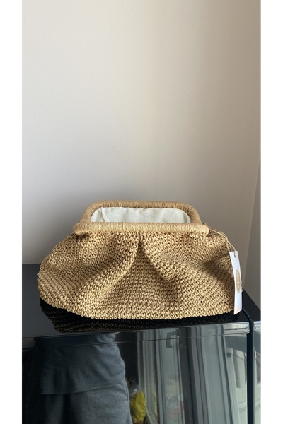 PeriStore Straw Hand Knitted Portfolio Bag Large Size 30X25 cm Lined