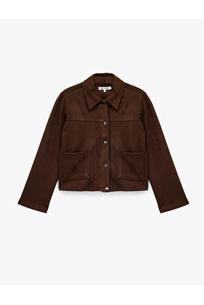 Koton Cămașă clasică cu mânecă lungă din piele artificială, cu guler și buzunar cu nasturi rapidi