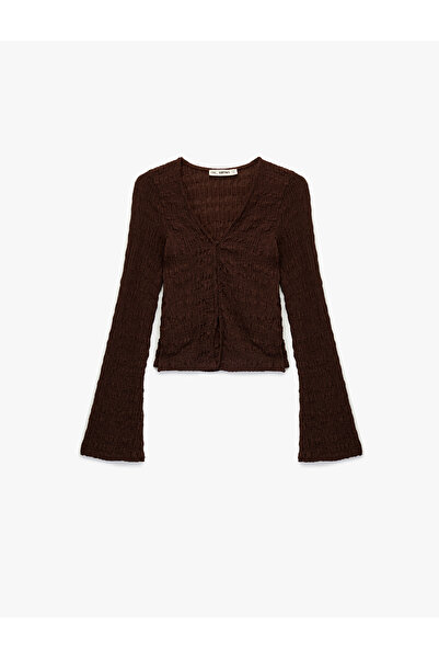 Koton Μακρύ ισπανικό μανίκι με κουμπιά σε σχήμα V με κουμπιά