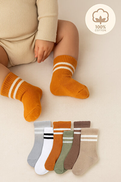 KARAMİLA 6'lı Bebek Soket Çorap Pamuklu Unisex / Yenidoğan - Çocuk Çorap