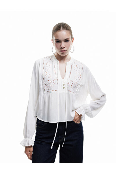 Koton Bluză Fisto cu decolteu în V, cu mâneci lungi din viscoză