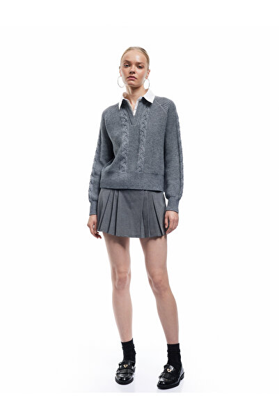 Koton Πουλόβερ με μακρυμάνικο πουκάμισο με γιακά με υφή πλεκτού μαλλιού