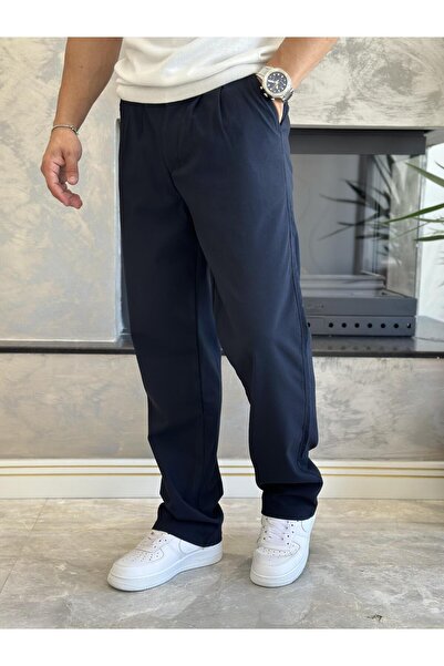 ECARTS Erkek Baggy Kalıp Kumaş Pantolon Lacivert Eca002