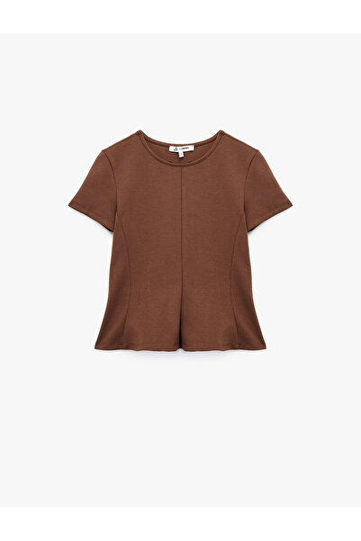 Koton Къса ръкавна блуза с велосипедна яка и волани