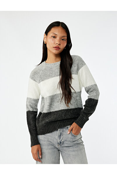 Koton Pulover de tricotaj cu mâneci lungi, cu decolteu, bloc de culoare