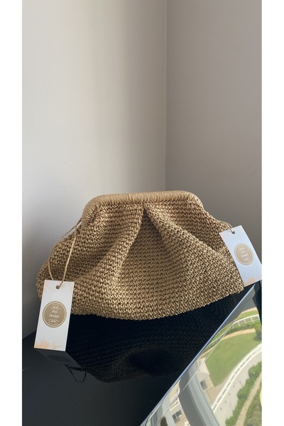 PeriStore Straw Hand Knitted Portfolio Bag Large Size 30X25 cm Lined