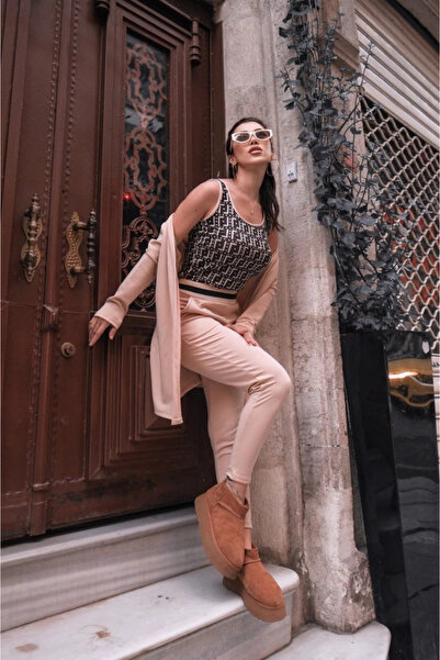 MODA Γυναικείο μακρυμάνικο κρεπ σετ τριών τεμαχίων