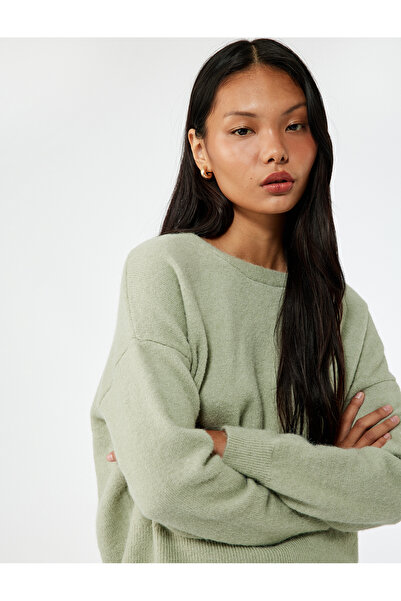 Koton Pulover de tricotaj cu mânecă lungă, cu decolteu, cu detaliu de fundă la spate