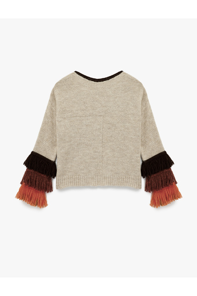 Koton Pulover tricotat cu mânecă lungă, cu ciucuri multicolore