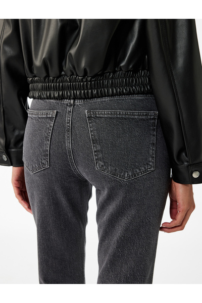 Koton Standard Waist Straight Leg Buttoned Pocket Straight Fit Jean Pants - Straight Jeans