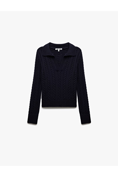 Koton Pulover tricotat cu mânecă lungă, cu textura împletită, cu gât polo