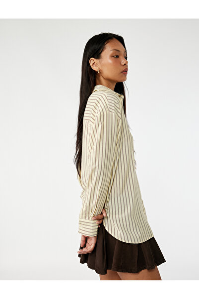 Koton Buttoned Long Sleeve Classic Collar Oversize Viscose Shirt