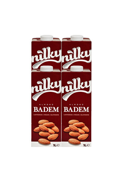 NİLKY Badem Sütü Glütensiz Bitkisel Bazlı Laktosuz Vegan 4x1 Lt