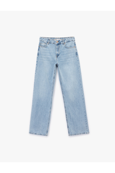 Koton Pamuklu Normal Bel Düz Paça Uzun Jean Pantolon - Straight Fit Jean