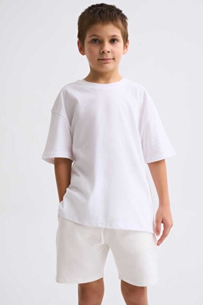 THERECOLOR Ecru Boy's Organic Bermuda Shorts with Two Pockets