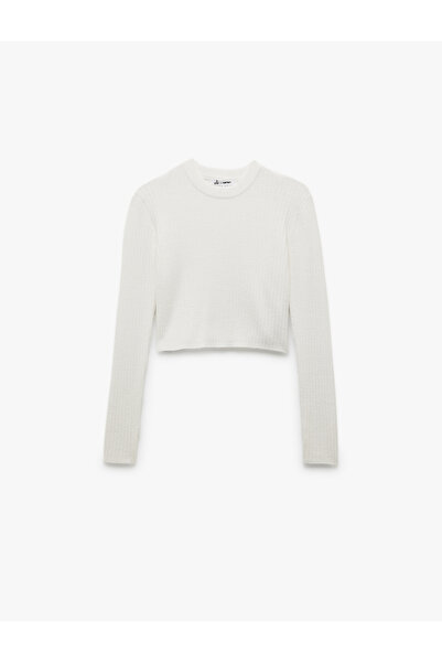 Koton Long Sleeve Crew Neck Knit Crop Sweater