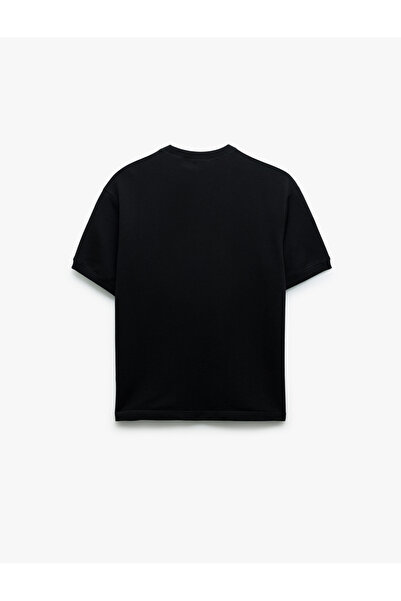 Koton Μπλουζάκι με κοντό μανίκι Crew Neck Buckle Fabric Raised Basic Oversize T-shirt