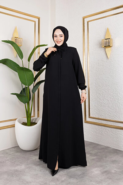 Nevayla Moda Ferace cu croială lejeră, stil Tesettür - Negru