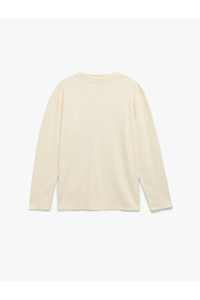 Koton Βαμβακερό μακρυμάνικο μπλουζάκι με λαιμόκοψη