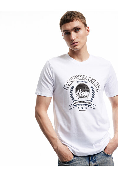 Koton Short Sleeve Crew Neck Cotton Printed Slim Fit T-Shirt