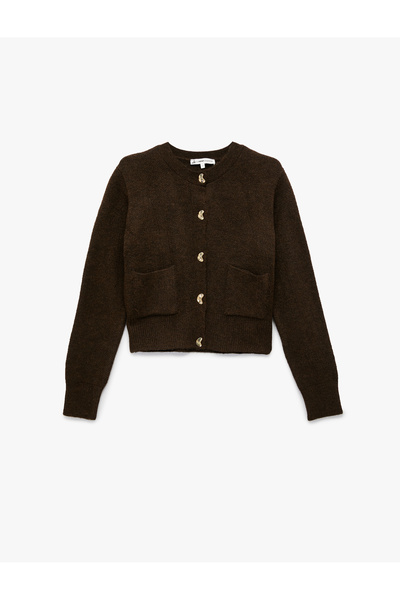 Koton Ζακέτα με μακρυμάνικο λαιμόκοψη με λεπτομέρεια με κουμπιά