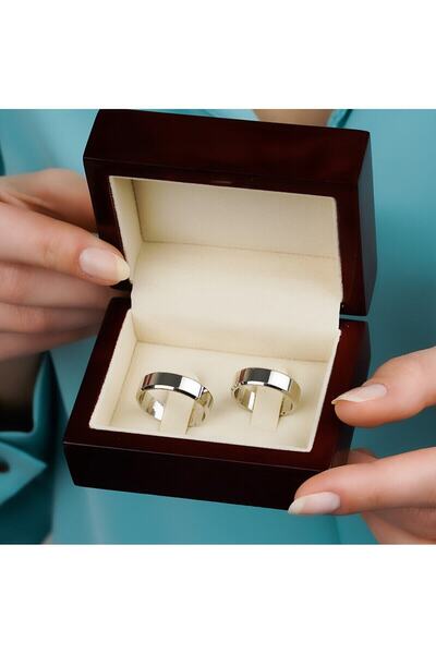 deren gümüş 5mm Kenar Pahlı Parlak Zemin Gümüş Alyans Kararma Yapmaz