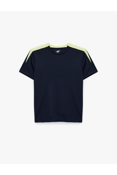Koton Rahat Kesim Renk Kontrastlı Kısa Kollu Bisiklet Yaka Spor Tişört
