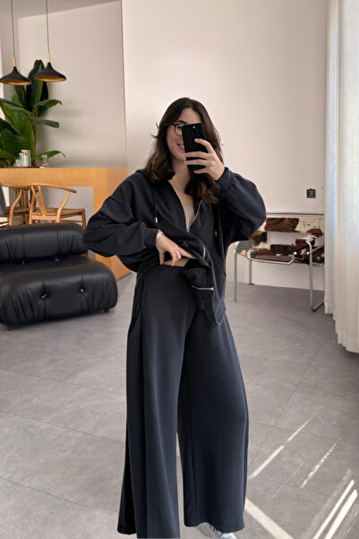 Le Savu SHILSEE ЖІНОЧИЙ МОДАЛЬНИЙ ТКАНИНИ КАПЮШОН ЗІ ЗІМБАЛЬНИКОМ-СВІТЕР-СПОРТИВНИЙ КОМПЛЕКТ СИНІЙ