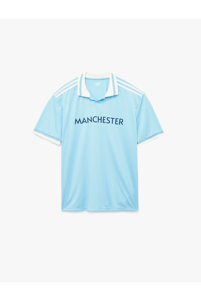 Koton Rahat Kalıp Kısa Kollu Biyeli Polo Yaka Baskılı Spor Tişört