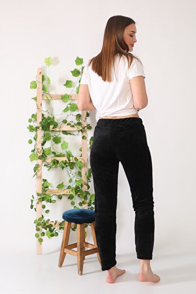 Arvin Pijama Kadın Kadife Siyah Renk Kışlık Pijama Altı