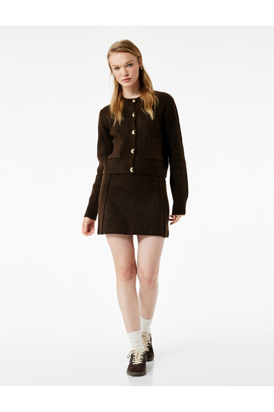 Koton Ζακέτα με μακρυμάνικο λαιμόκοψη με λεπτομέρεια με κουμπιά