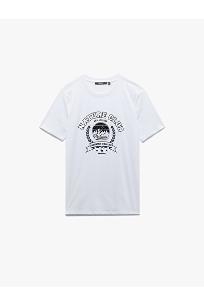 Koton Short Sleeve Crew Neck Cotton Printed Slim Fit T-Shirt