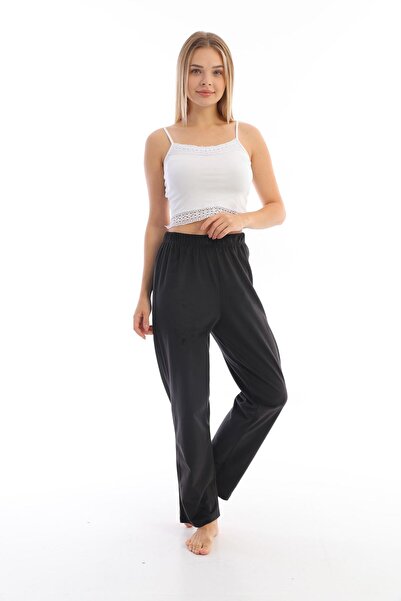 Arvin Pijama Unısex Siyah Renk Kadife Kışlık Pijama Altı