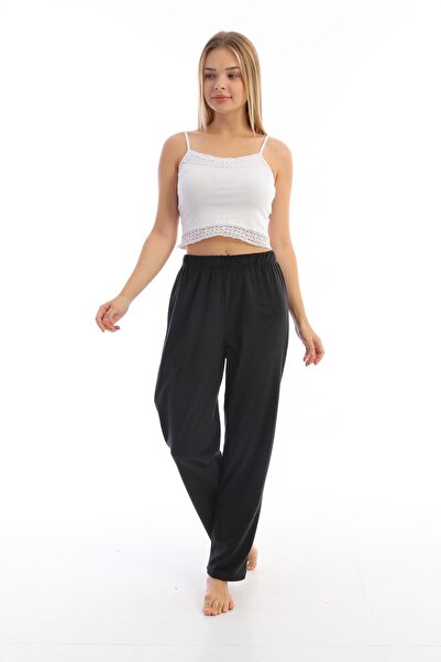 Arvin Pijama Unısex Siyah Renk Kadife Kışlık Pijama Altı