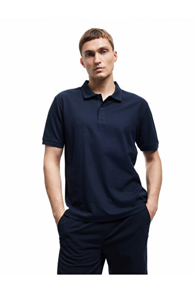 Koton Μπλουζάκι με κοντό μανίκι από βαμβακερό γιακά πόλο