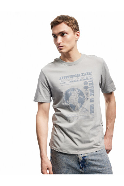 Koton Kısa Kollu Bisiklet Yaka Regular Fit Pamuklu Baskılı Tişört