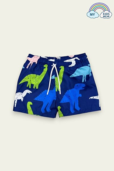 My Kids Wear Erkek Çocuk Su Tutmaz Paraşüt Kumaş Karakter Baskılı Bel Bağcıklı Şort Mayo File Ağ