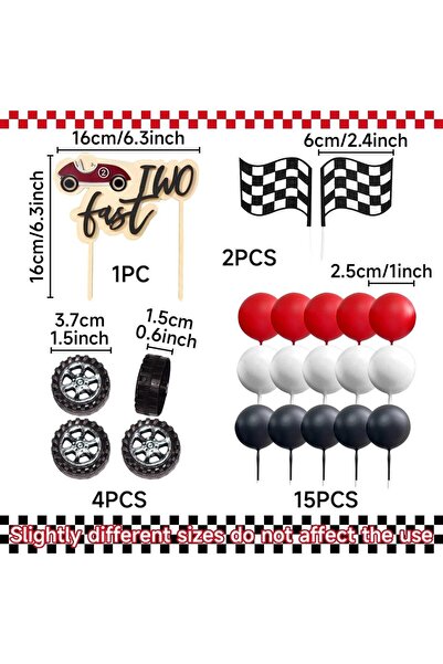 Choice Red LaVenty Two Fast Cake Topper Race Car Birthday Decorations Party Supplies for Racing Car Checker