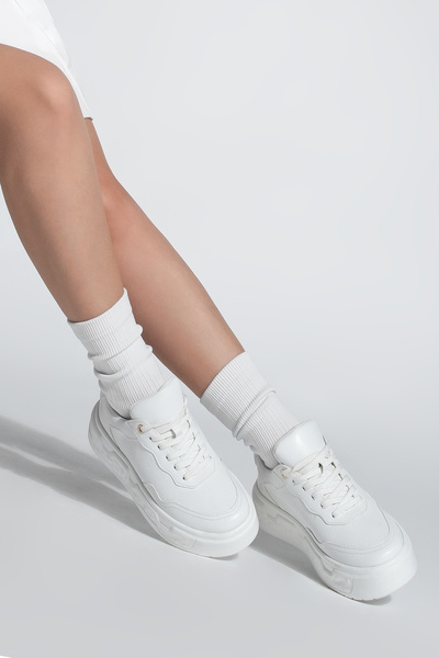 Marjin Γυναικεία αθλητικά παπούτσια με στάμπα με χοντρό σχέδιο σόλας Maysa White