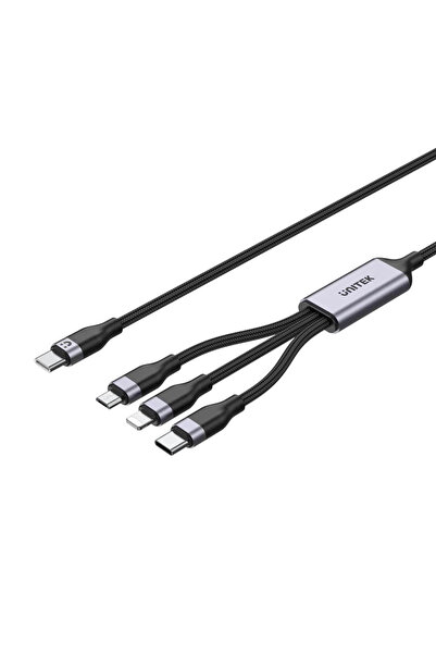 Unitek Type-C to 3in1 Lightning/ USB-C/ Micro USB 1.5M Çoklu Şarj Kablosu 20W...