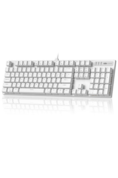 MageGee MK-STORM 104 Tuş Blue Switch Kablolu Türkçe Q Beyaz Gaming Klavye