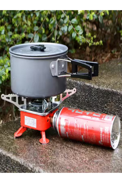 Genel Markalar Mini Kamp Soba Katlanır Açık Gaz Sobası Portatif Piknik Split Ocak Brülör + 1 Adet Gaz