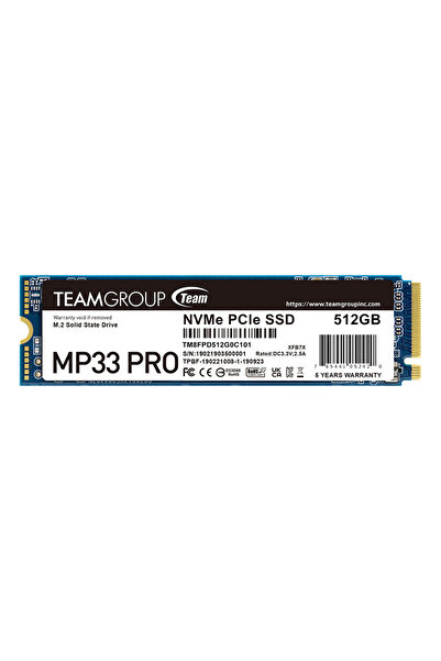 Genel Markalar Team MP33 Pro 512GB 3500/3000MB/s NVMe PCIe Gen3x4 M.2 SSD Dis...