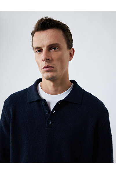 Koton Pulover tricotat cu mânecă lungă, cu nasturi, cu guler polo