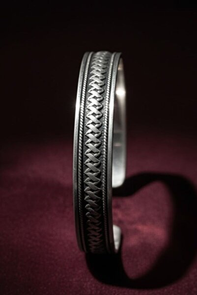 OSMANLI GÜMÜŞ Erkek Gerçek Gümüş Bileklik - Otantik Halat X Tasarım Erkek 925...