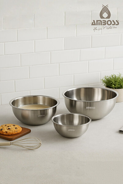 Amboss Satin Stainless Steel 3-Piece Mixing Bowl Multi-Purpose Bowl Set