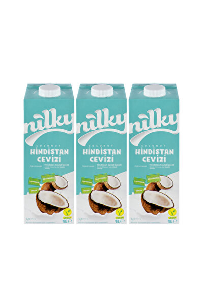 NİLKY Hindistan Cevizi Sütü Glütensiz Bitkisel Bazlı Laktosuz Vegan 3x1 Lt